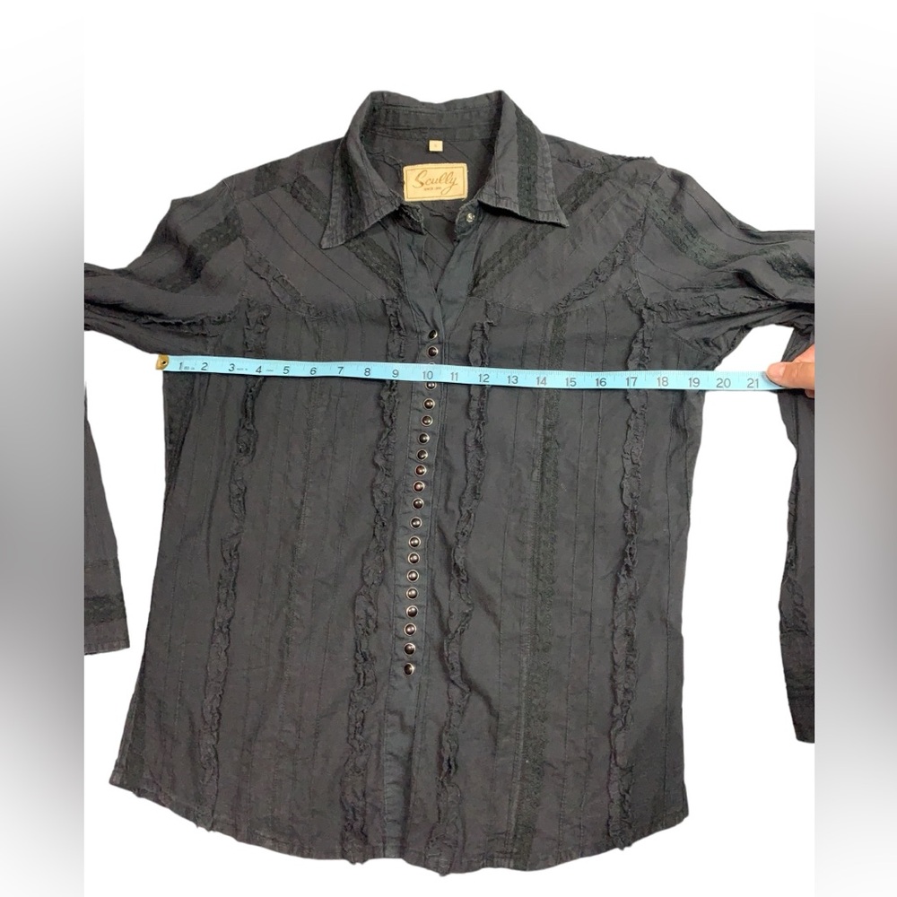 Scully Vintage Womens Small Black Pearl Snap Long Sleeve Western Shirt Blouse - Picture 5 of 12